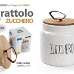 BARATTOLO DA CUCINA ZUCCHERO CERAMICA BIANCO ERMETICO TAPPO LEGNO 14 cm HOD