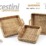 3 CESTINI CON MANICI QUADRATI CESTO PORTAFRUTTA PORTAOGGETTI GIACINTO D'ACQUA