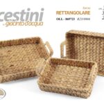 3 CESTINI + MANICI CESTO PORTAFRUTTA PORTAOGGETTI GIACINTO D'ACQUA RETTANGOLARE