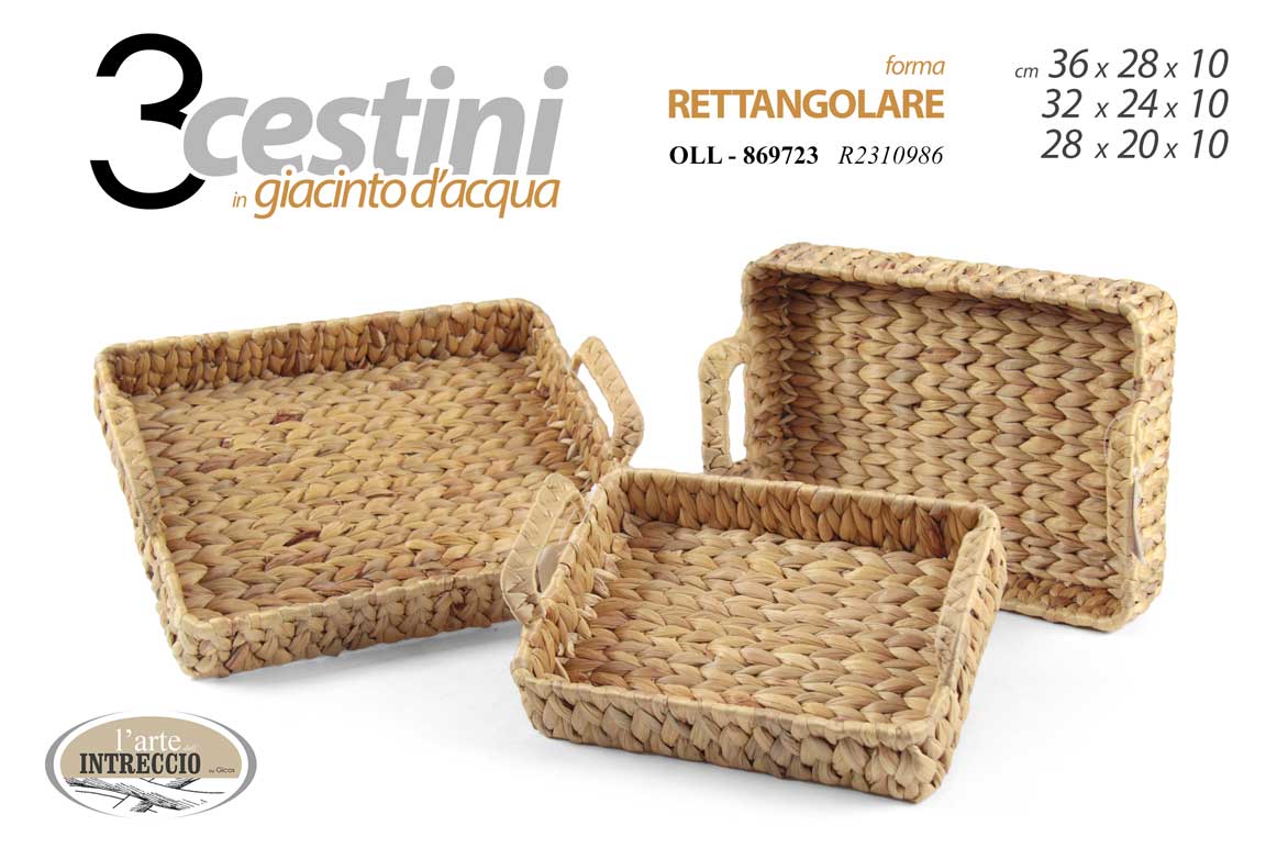 8025569869723 3 CESTINI + MANICI CESTO PORTAFRUTTA PORTAOGGETTI GIACINTO D'ACQUA RETTANGOLARE - immagine 1