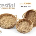 3 CESTINI TONDO CESTO CESTA PORTAFRUTTA PORTAOGGETTI GIACINTO D'ACQUA ROTONDO