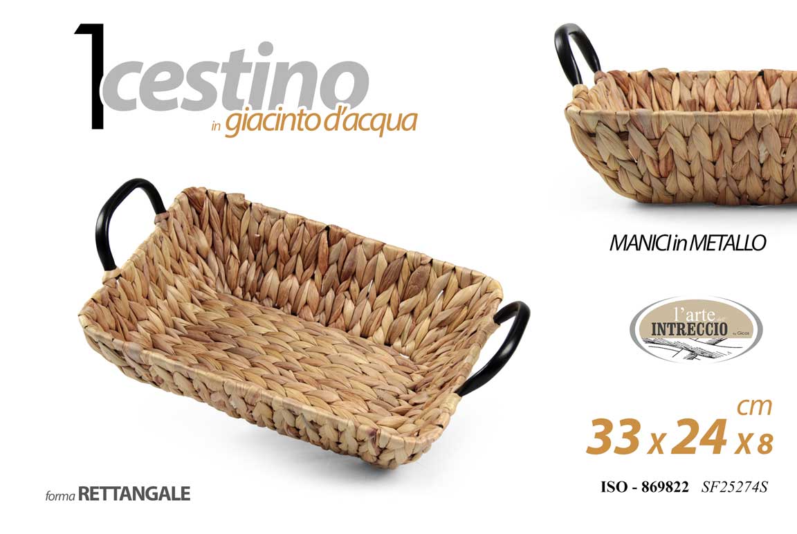 8025569869822 CESTINO CESTO CESTA RETTANGOLARE MULTIUSO GIACINTO D'ACQUA METALLO TAVOLO 33*24 - immagine 1