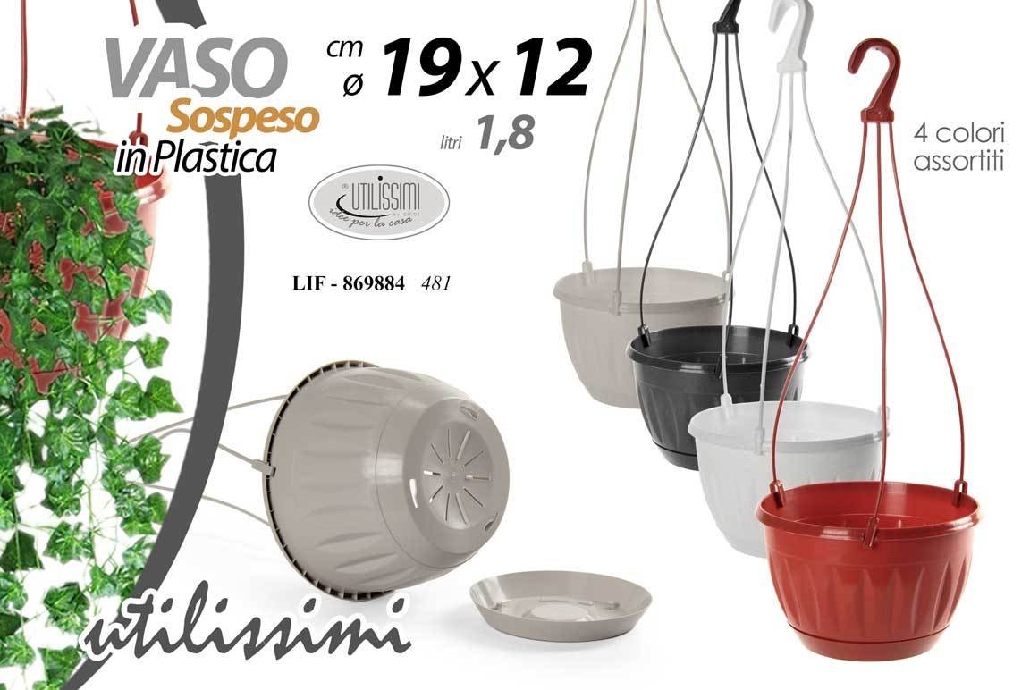 8025569869884 VASO PIANTA SOSPESO FIORI PIANTINE GANCIO CESTO VASETTO da Appendere Irrigazione - immagine 1