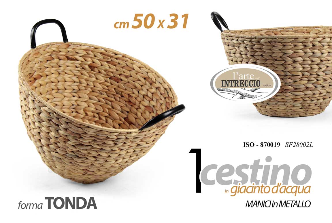 8025569870019 CESTINO DA TAVOLO CESTO CESTA TONDA MULTIUSO GIACINTO D'ACQUA METALLO 50*31 - immagine 1