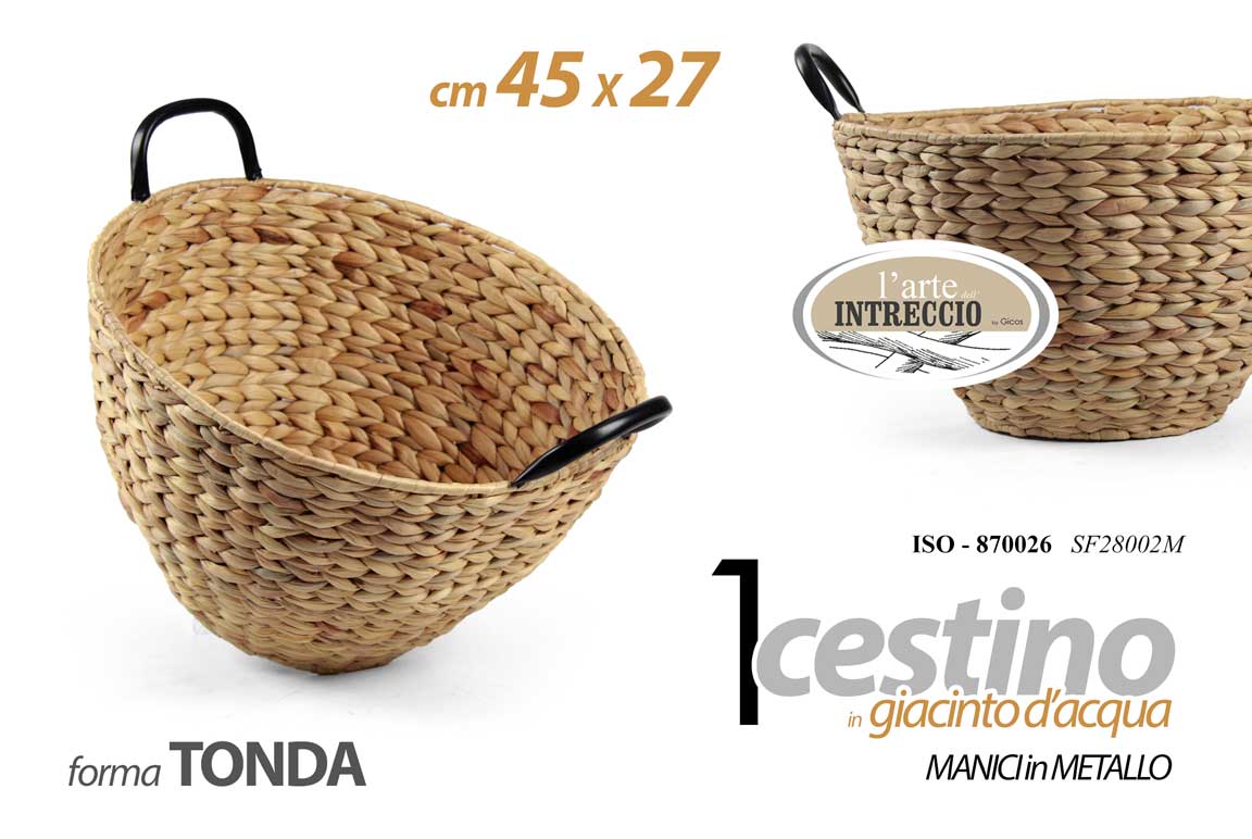 8025569870026 CESTINO DA TAVOLO CESTO CESTA TONDA MULTIUSO GIACINTO D'ACQUA METALLO 45*27 cm - immagine 1