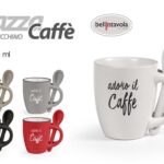 Tazzina caffè espresso con cucchiaino moderna ceramica color ass adoro il 100 ml