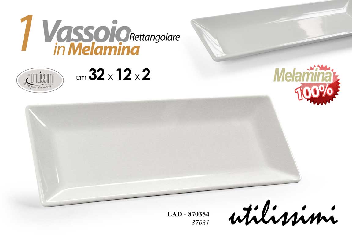 8025569870354 Vassoio portata cucina buffet antipasti rettangolare melamina bianco 32*12*2 cm - immagine 1