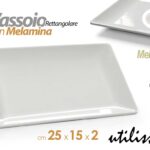 Vassoio portata cucina buffet antipasti feste rettangolare melamina bianco 25*15