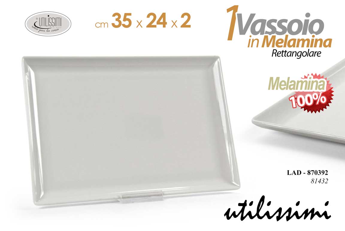 8025569870392 Vassoio portata cucina buffet antipasti feste rettangolare melamina bianco 35*24 - immagine 1