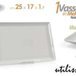 Vassoio portata cucina buffet antipasti feste rettangolare melamina bianco 25*17