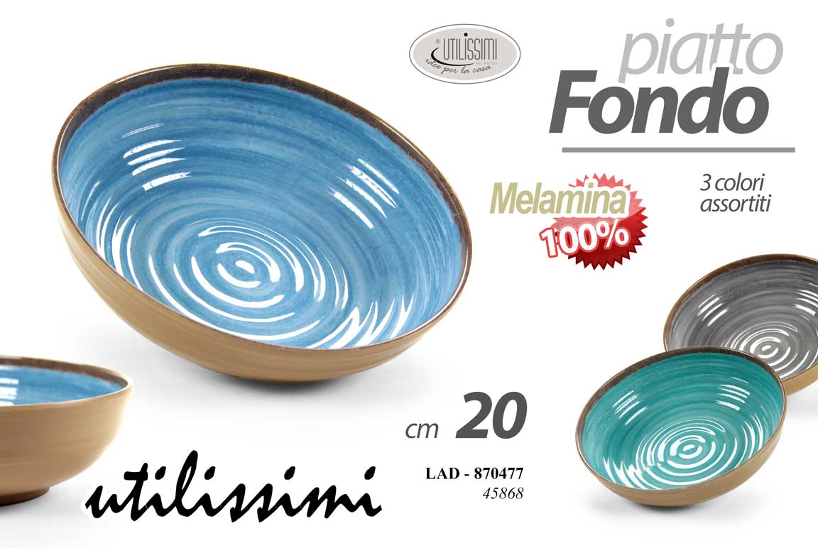 8025569870477 Piatto fondo scodella coupe casa giardino mare melamina resist color ass 20 cm - immagine 1