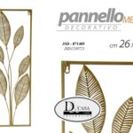 PANNELLO ARREDO DA PARETE DECORATIVO METALLO QUADRO COLOR ORO FOGLIE 75*26 cm