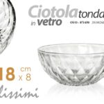 Ciotola tonda vetro coppa macedonia gelato cucina moderna tavola vintage 18*8 cm