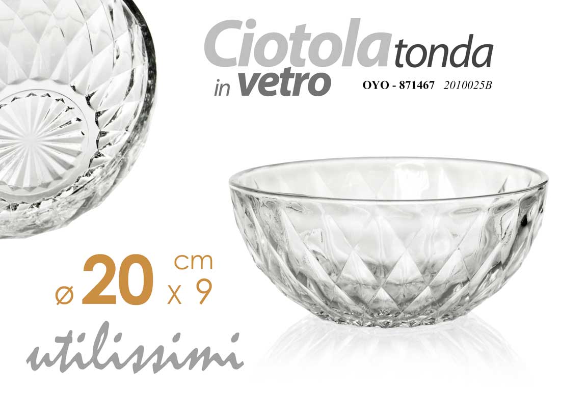 8025569871467 Ciotola insalatiera scodella tonda vetro tavola cucina moderno vintage 20*9 cm - immagine 1