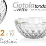 Ciotola insalatiera scodella tonda vetro tavola cucina moderno vintage 22*10 cm