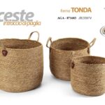 3 CESTE INTRECCIO PAGLIA CESTA MARRONE NATURALE SALOTTO INGRESSO CUCINA CAMERA
