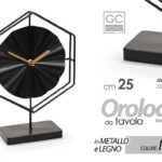 Orologio da Tavolo APPOGGIO Comodino Moderno Vintage Metallo NERO ESAGONALE 25cm