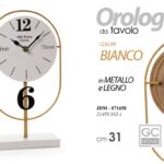 Orologio da Tavolo Moderno Vintage Legno Metallo Old Town Clocks BIANCO 31 cm