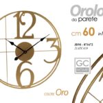 OROLOGIO DA PARETE MURO METALLO TONDO NUMERI COLOR ORO Moderno Vintage 60cm