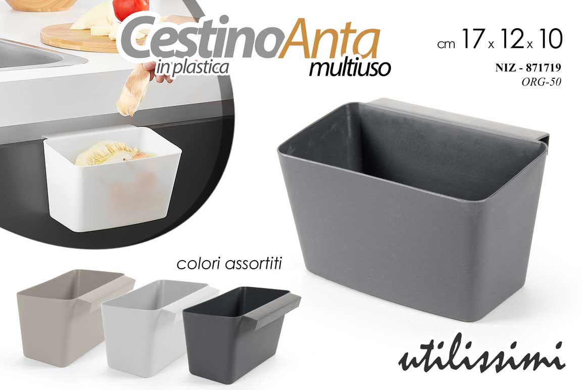 8025569871719 Pattumiera cucina mini plastica aggancio anta mobile salvaspazio ass 17*12*10 cm - immagine 1