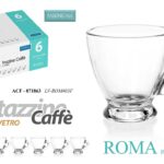 SET 6 TAZZINE CAFFè VETRO Trasparenti TAZZINA Espresso Bar MODERNO ROMA 95 CC