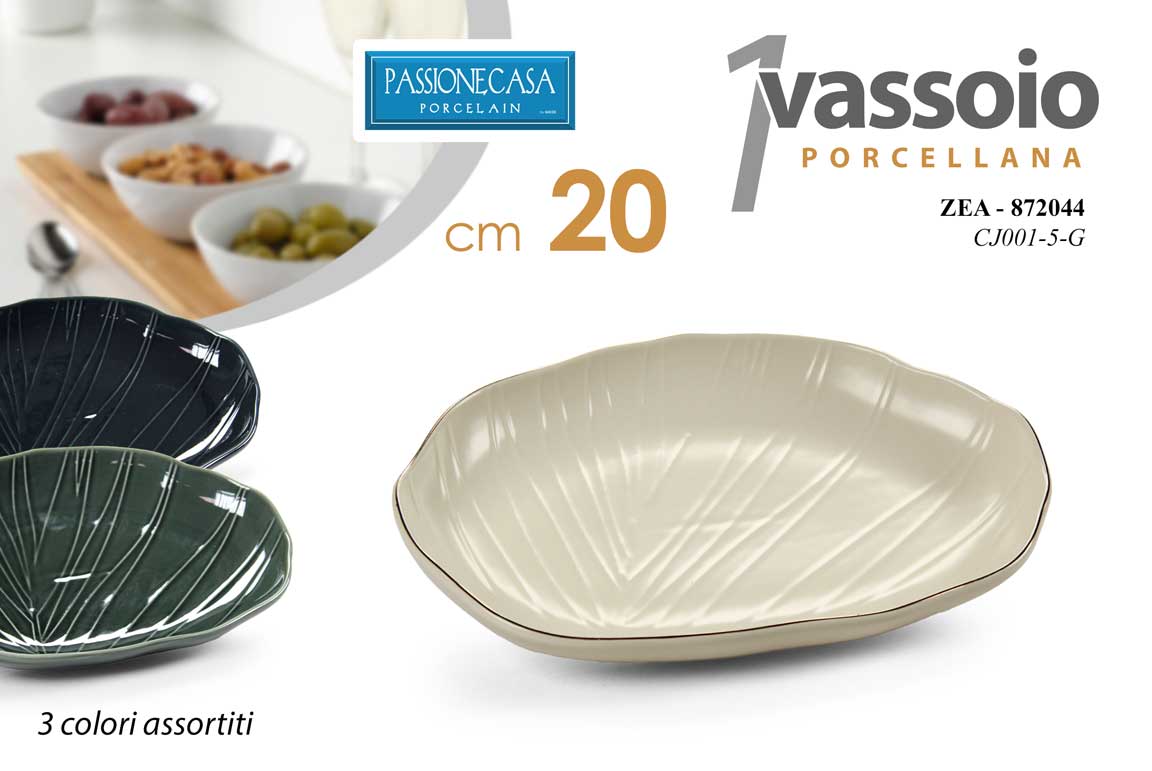 8025569872044 Piatto vassoio foglia aperitivo portata buffet porcellana moderno ov ass 20 cm - immagine 1