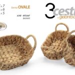 3 CESTINI DA TAVOLO PORTA FRUTTA GIACINTO D'ACQUA CESTO CESTA OVALE 23/20/16 cm