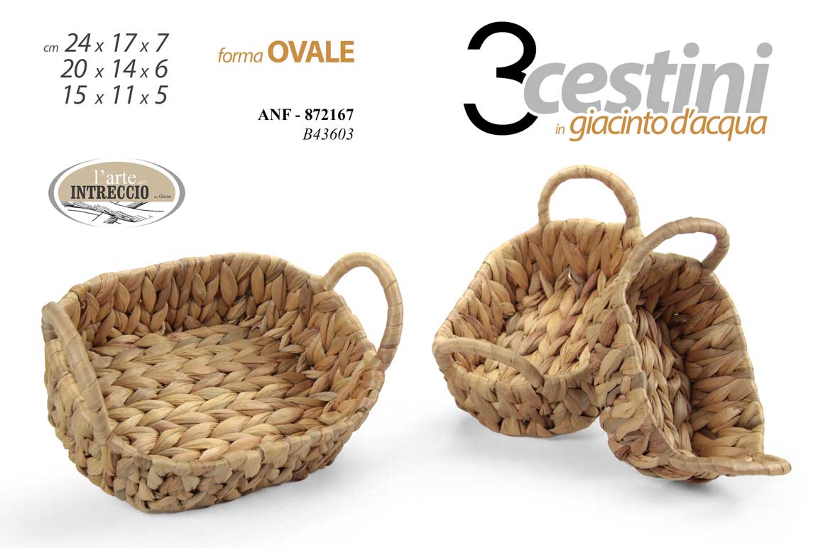 8025569872167 3 CESTINI DA TAVOLO PORTA FRUTTA GIACINTO D'ACQUA CESTO CESTA OVALE 23/20/16 cm - immagine 1