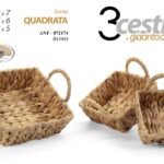 3 CESTINI DA TAVOLO PORTA FRUTTA GIACINTO D'ACQUA CESTO CESTA QUADRI 18/15/12 cm