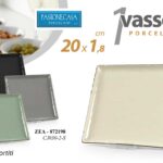 Vassoio piatto dolce portata quadrato porcellana moderno elegante ass 20*1,8