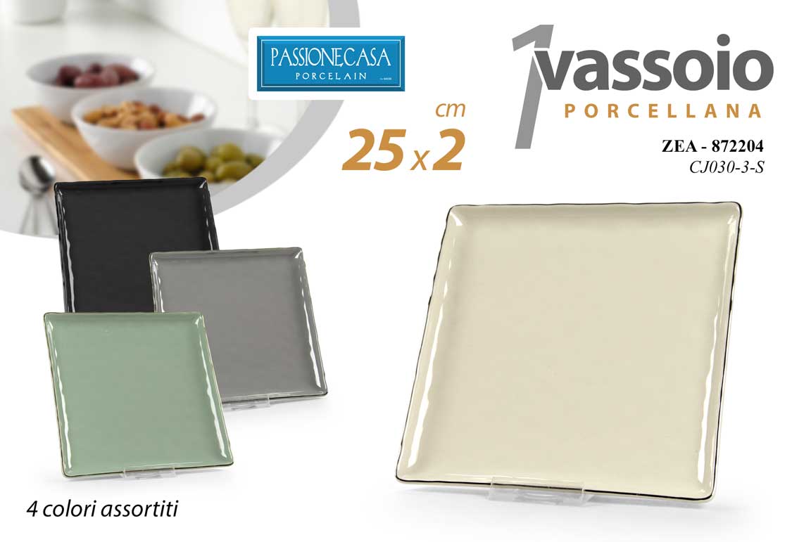 8025569872204 Vassoio piatto portata quadrato porcellana moderno elegante tavola ass 25x2 - immagine 1