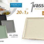 Vassoio piatto dolce frutta quadrato porcellana moderno elegante filo oro 20 cm