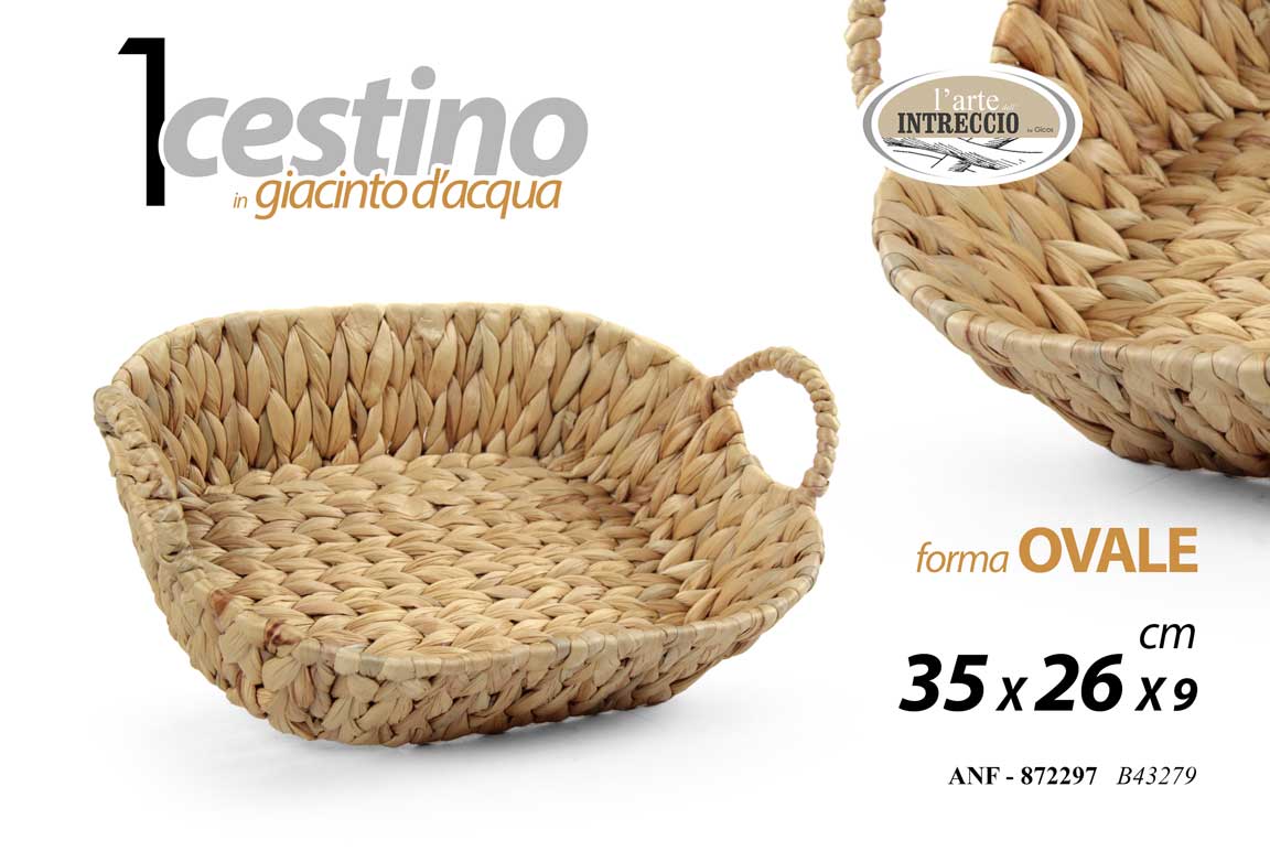 8025569872297 CESTINO DA TAVOLO GIACINTO D'ACQUA OVALE CESTA CUCINA SALOTTO Svuotatasche 35*26 - immagine 1