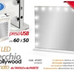 SPECCHIO DA TAVOLO PARETE Beauty 15 LUCI LED DIMMERABILE TOUCH USB 60*50 CM