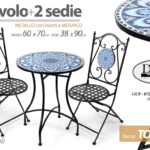 SET TAVOLO TONDO + 2 SEDIE METALLO GIARDINO TERRAZZO VERANDA PIEGHEVOLE 70*60
