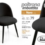 POLTRONA SEDIA SALA PRANZO UFFICIO STUDIO TESSUTO IMBOTTITA METALLO 48*50*H79 N