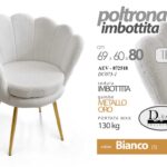 Poltrona Relax a Conchiglia TESSUTO PIEDI METALLO ORO CLASSICA MODERNA 80*69*60