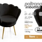 Poltrona Relax a Conchiglia TESSUTO PIEDI METALLO ORO CLASSICA MODERNA 80*69*60
