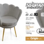 Poltrona Relax a Conchiglia TESSUTO PIEDI METALLO ORO CLASSICA MODERNA 80*69*60