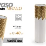VASO ALTO CILINDRO PORTA FIORI METALLO ORO BIANCO CLASSICO MODERNO EVENTI 40*12