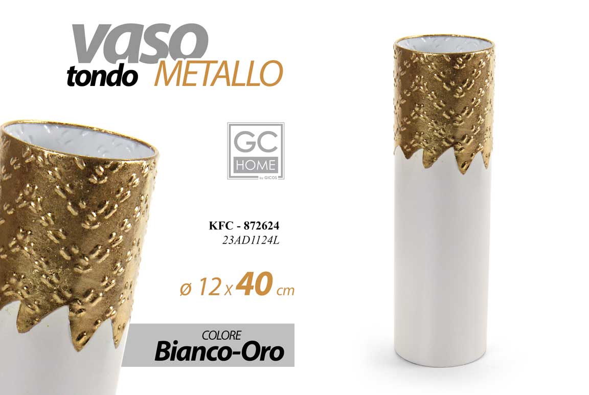 8025569872624 VASO ALTO CILINDRO PORTA FIORI METALLO ORO BIANCO CLASSICO MODERNO EVENTI 40*12 - immagine 1