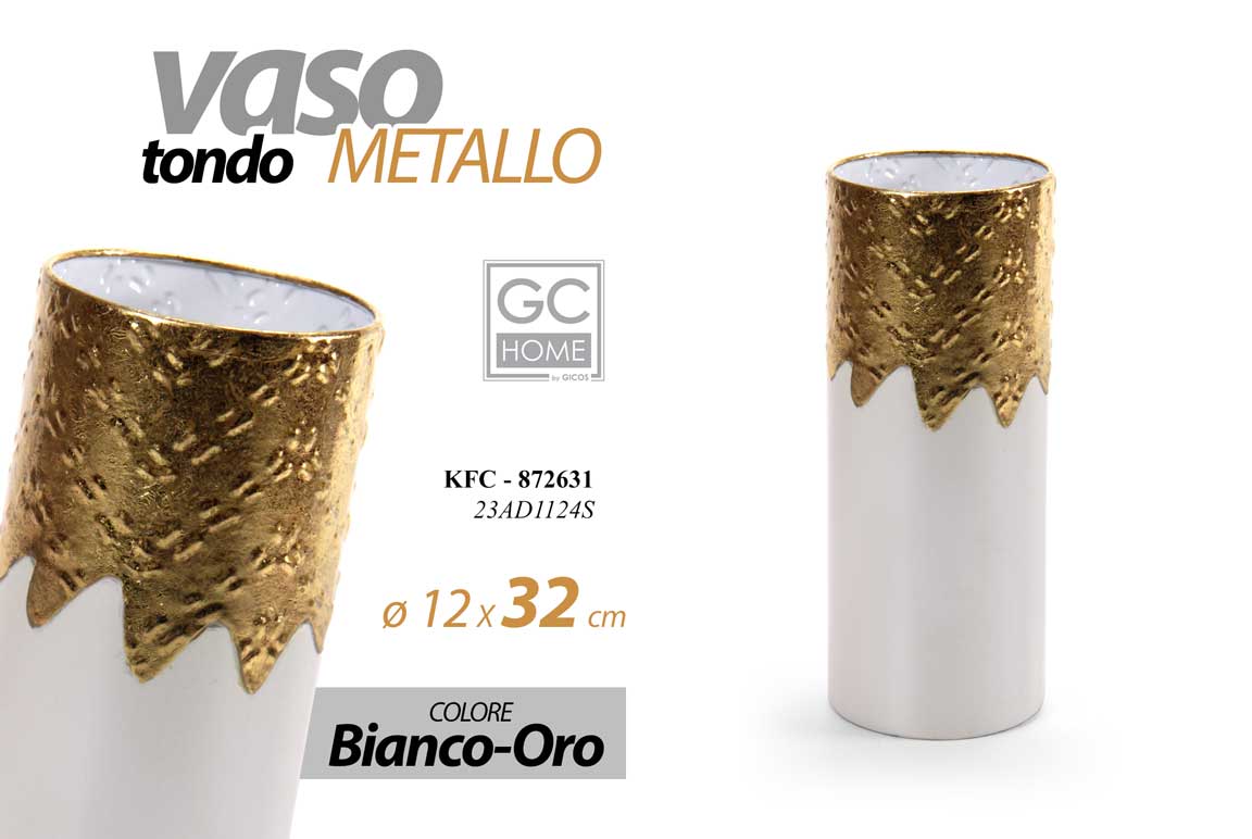 8025569872631 VASO ALTO CILINDRO PORTA FIORI METALLO ORO BIANCO CLASSICO MODERNO EVENTI 32*12 - immagine 1