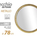 SPECCHIO DA PARETE TONDO IN METALLO CORNICE COLOR ORO CLASSICO MODERNO 78*2,5 cm