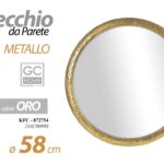 SPECCHIO DA PARETE TONDO ORO COLOR SPECCHIERA METALLO CLASSICO MODERNO 58 cm