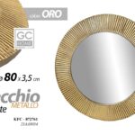 SPECCHIO DA PARETE TONDO IN METALLO CORNICE COLOR ORO CLASSICO MODERNO 80 CM