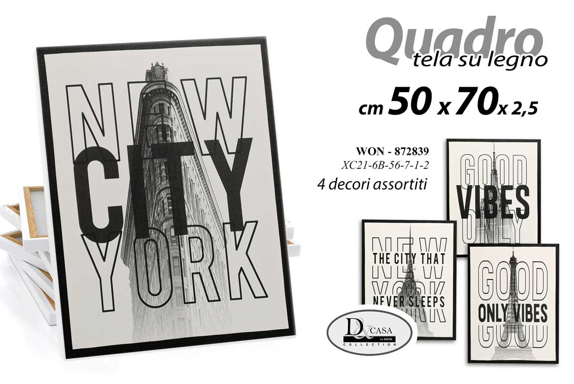 8025569872839 QUADRO STAMPA SU TELA Canvas LEGNO WORLD CITTà DEL MONDO ASTRATTO ASSORT 50*70CM - immagine 1