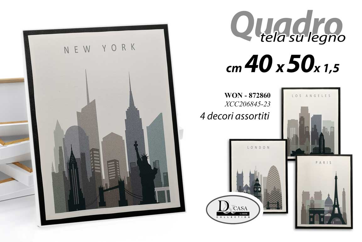 8025569872860 QUADRO STAMPA SU TELA LEGNO CITTà DEL MONDO ASTRATTO Canvas ASSORT 50*40 CM - immagine 1