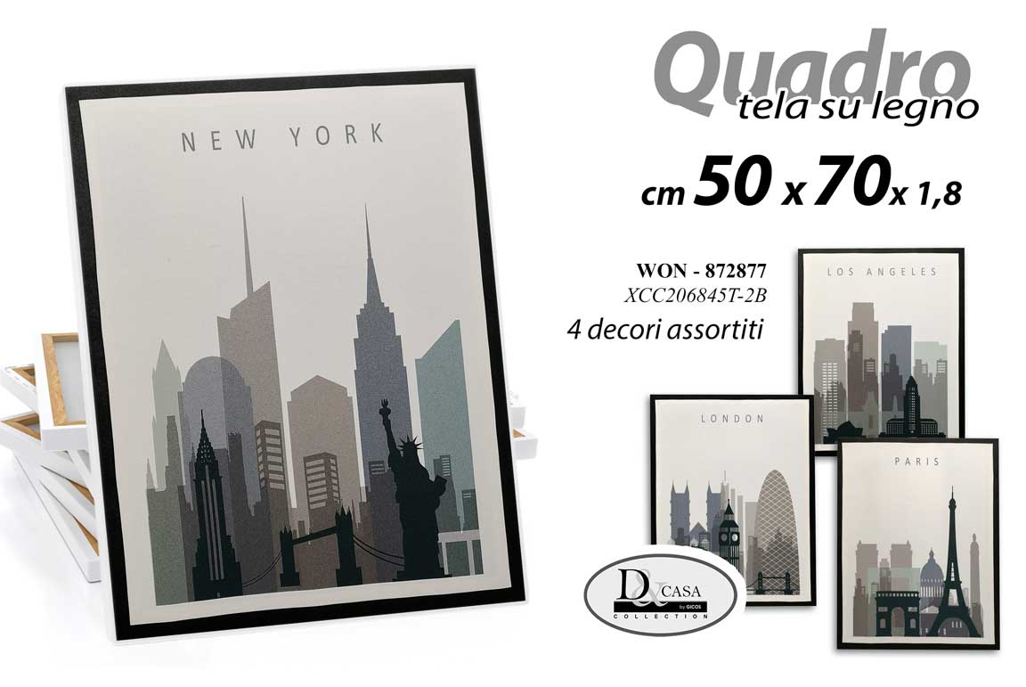8025569872877 QUADRO STAMPA SU TELA LEGNO CITTà DEL MONDO ASTRATTO Canvas ASSORT 50*70 CM - immagine 1