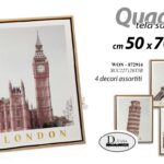 QUADRO STAMPA SU TELA CITTà MONDO VINTAGE RETRò ASSORTITE TELAIO LEGNO 50*70 cm