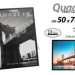 QUADRO STAMPA SU TELA LEGNO Ponte di Brooklyn COLOR BIANCO E NERO ASSORTIT 70*50